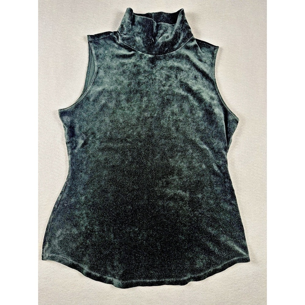 Theory Sleeveless Top, Velvet Dark Green, Mock Turtleneck / Tank   - Size Medium